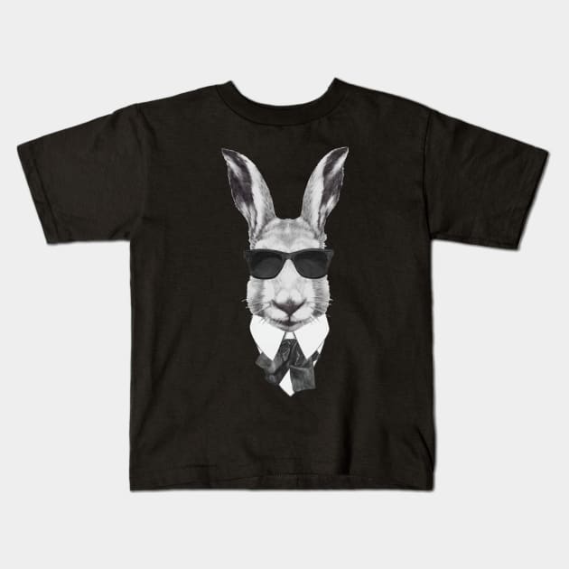 Rabbit In Black Kids T-Shirt by AnimalsFashion